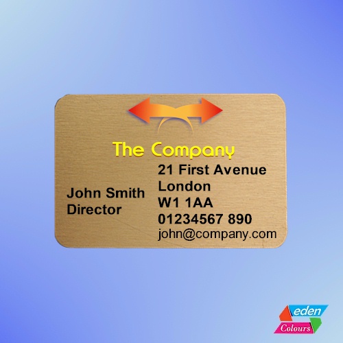 Gold-coloured metal business cards (50-pack)